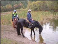 Candy & Sarah at the gravel pit pond 